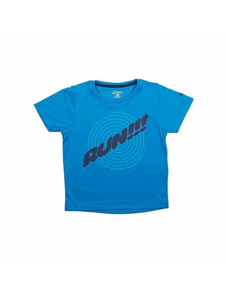 Kurzarm-T-Shirt für Kinder Asics Run Blau | Tienda24 Tienda24.eu