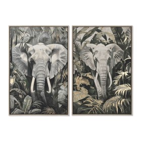 Painting Home ESPRIT Green Grey Elephant Colonial Golden 63 x 4,5 x 93 cm (2 Units) by Home ESPRIT, Prints on Canvas - Ref: S...