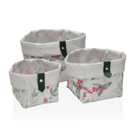 Conjunto de Cestas Versa Acebo Têxtil 14 x 14 x 14 cm de Versa, Organizadores de cosméticos - Ref: S3411326, Preço: 6,45 €, D...