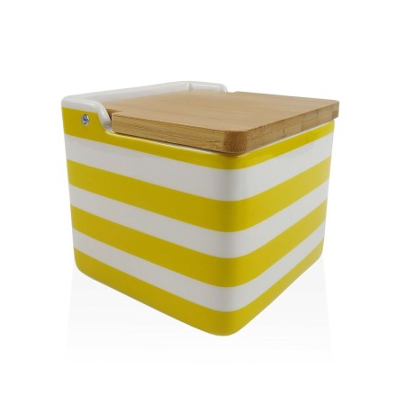 Salière avec couvercle Versa Jaune Céramique Bambou Dolomite Rayures 12,2 x 11,5 x 12,2 cm | Tienda24 - Global Online Shop Tienda24.eu