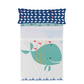 Juego de Sábanas HappyFriday Moshi Moshi Whale Multicolor Cama de 105 2 Piezas de HappyFriday, Sábanas y fundas de almohada -...