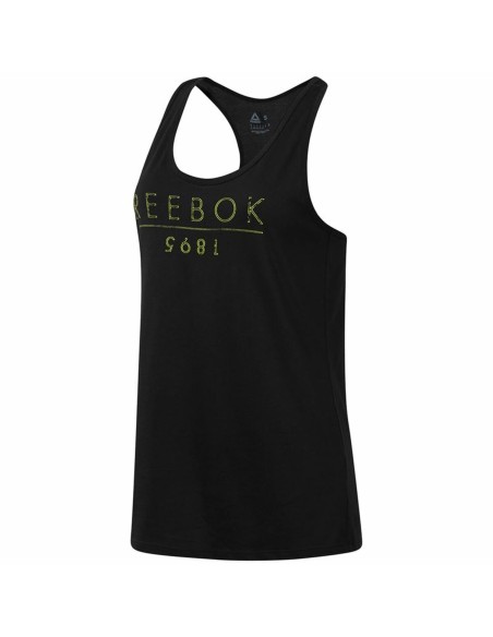 Women's Sleeveless T-shirt Reebok 1895 Race Black | Tienda24 Tienda24.eu