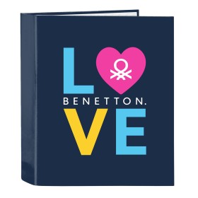 Ring binder Benetton Love Navy Blue A4 (27 x 33 x 6 cm) by Benetton, Filing cabinets - Ref: S4307988, Price: 5,53 €, Discount: %