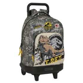 School Rucksack with Wheels Jurassic World Warning Grey 33 X 45 X 22 cm by Jurassic World, Children's Backpacks - Ref: S43098...