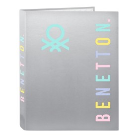 Ring binder Benetton Silver Silver A4 26.5 x 33 x 4 cm by Benetton, Filing cabinets - Ref: S4309926, Price: 4,10 €, Discount: %