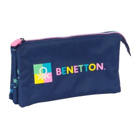 Trousse Fourre-Tout Triple Benetton Cool Blue marine 22 x 12 x 3 cm de Benetton, Trousses - Réf : S4309971, Prix : 7,95 €, Re...