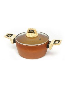 Casserole with glass lid Quttin Sahara Toughened aluminium Brown 38 x 25 x 12 cm (4 Units) | Tienda24 Tienda24.eu