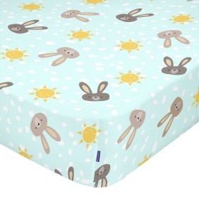 Bettlaken HappyFriday MOSHI MOSHI Blau Bunt 60 x 120 x 14 cm Hase von HappyFriday, Bettlaken und Kopfkissenbezüge - Ref: D161...