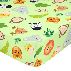 Drap housse HappyFriday MR FOX Vert Multicouleur 60 x 120 x 14 cm animaux de HappyFriday, Draps et taies d'oreiller - Réf : D...