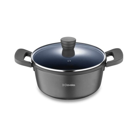 Casserole avec Couvercle en Verre 3 Claveles Bleu Noir 6,7 l 28 x 12,5 cm de 3 Claveles, Faitouts - Réf : S5003625, Prix : 35...