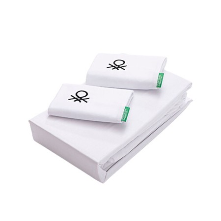 Bedding set Benetton White 4 Pieces by Benetton, Sheets and pillowcases - Ref: S5003632, Price: 61,67 €, Discount: %