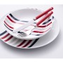 Dinnerware Set Beverly Hills Polo Club Blue Red Porcelain Stripes 12 Pieces by Beverly Hills Polo Club, Combination Sets - Re...