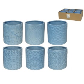 Set de Maceteros Gerimport Deco Azul Cerámica 13,5 x 13,5 x 13,2 cm (6 Unidades) de Gerimport, Maceteros - Ref: S5003709, Pre...