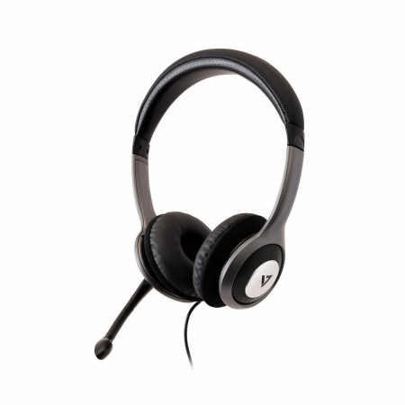 Auriculares com microfone V7 HU521 Preto Prateado | Tienda24 - Global Online Shop Tienda24.eu