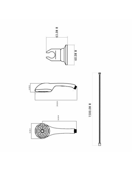 Duschkopf mit Schlauch zum Steuern des Wasserstrahls Rousseau Heko Stop'O Edelstahl 150 cm 5 Positionen | Tienda24 Tienda24.eu