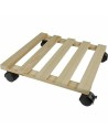 Flowerpot Standt with Wheels Nature Natural Fir wood (35 x 35 x 7,4 cm) | Tienda24 Tienda24.eu