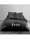 Juego de Sábanas TODAY Amor Gris Cama doble 240 x 260 cm | Tienda24 Tienda24.eu