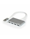 Hub USB 4 Portas Port Designs 900120 Prateado Branco/Cinzento | Tienda24 Tienda24.eu