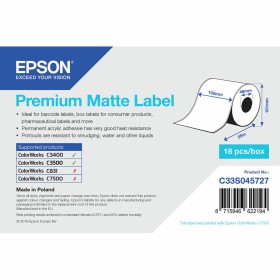 Etichette per Stampante Epson C33S045727 Bianco 46 mm (18 Unità) di Epson, Etichette adesive e adesivi - Rif: S55081374, Prez...