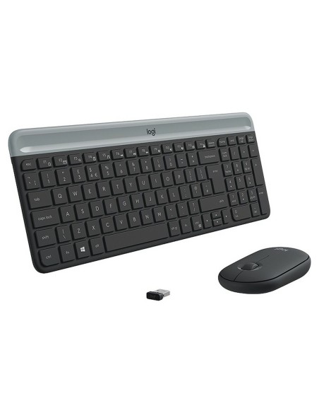 Tastatur mit Maus Logitech 920-009190 Schwarz Grau Französisch AZERTY | Tienda24 Tienda24.eu