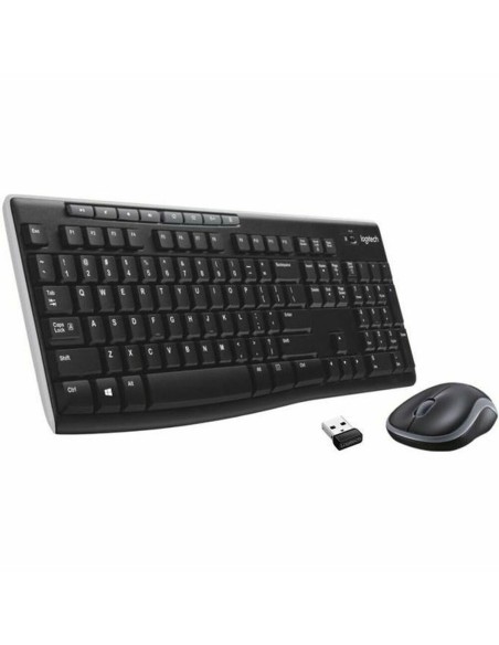 Teclado e Rato sem Fios Logitech MK270 Francês Preto AZERTY | Tienda24 Tienda24.eu