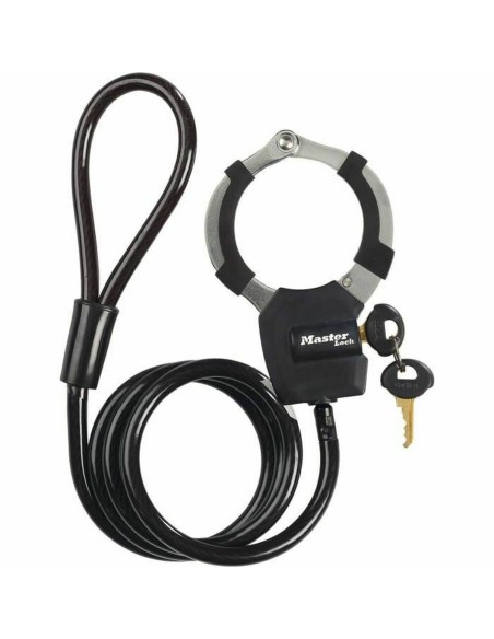 Kabel mit Vorhängeschloss Master Lock Schwarz | Tienda24 Tienda24.eu