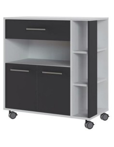 Carrello da Cucina Eco Trolley Melammina ABS Bianco/Grigio (80 x 39 x 87 cm) da BigBuy Home, Moduli componibili - Ref: S71523...