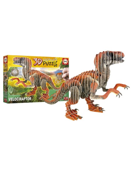 3D Puzzle Educa Velociraptor 58 Pieces 3D | Tienda24 Tienda24.eu