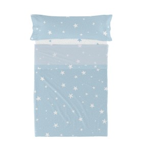 Jeu de draps HappyFriday Basic Kids Little star Bleu Lit 1 persone 2 Pièces de HappyFriday, Draps et taies d'oreiller - Réf :...