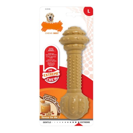 Dog chewing toy Nylabone Extreme Chew Barbell Nylon Peanut butter by Nylabone, Biting toys - Ref: S6101443, Price: 15,65 €, D...