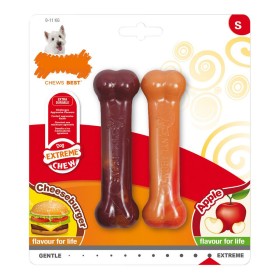 Mordedor de perro Nylabone Extreme Chew Twin Manzana Queso Hamburguesa Talla S Nylon (2 pcs) de Nylabone, Juguetes para morde...