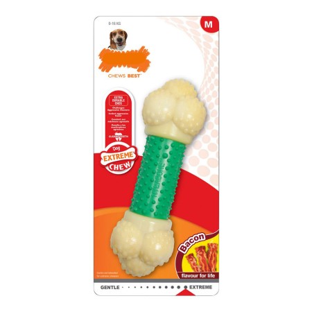 Dog chewing toy Nylabone Extreme Chew Double Action Bacon Mint 2-in-1 Rubber Size M Nylon by Nylabone, Biting toys - Ref: S61...