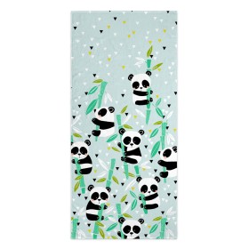 Bath towel HappyFriday Moshi Moshi Panda Garden Blue Multicolour 70 x 150 cm by HappyFriday, Children's Bath Towels - Ref: D1...