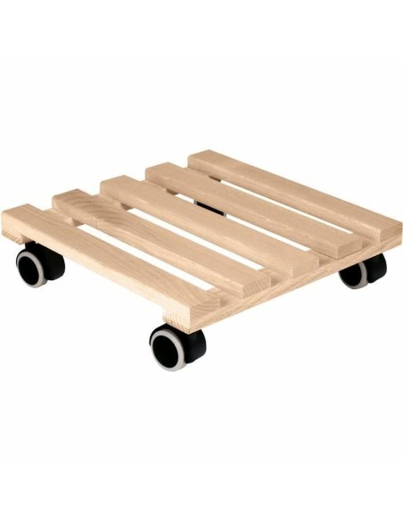 Flowerpot Standt with Wheels EDA Wood 40 x 40 x 8,4 cm | Tienda24 Tienda24.eu