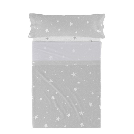 Bedding set HappyFriday Basic Kids Little star Grey Single 180 x 270 cm 2 Pieces by HappyFriday, Sheets and pillowcases - Ref...