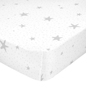 Sábana Bajera HappyFriday BASIC KIDS Blanco Gris 70 x 140 x 14 cm Estrellas de HappyFriday, Sábanas y fundas de almohada - Re...