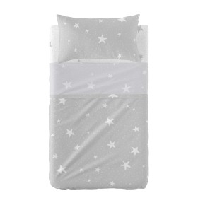 Jeu de draps HappyFriday Basic Kids Little star Gris Lit de bébé 2 Pièces de HappyFriday, Linge de lit pour berceaux - Réf : ...