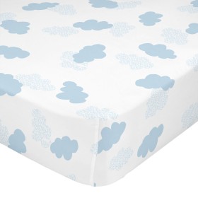 Drap housse HappyFriday BASIC KIDS Bleu Lit 1 persone de HappyFriday, Draps et taies d'oreiller - Réf : D1611739, Prix : 23,2...