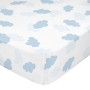 Fitted sheet HappyFriday BASIC KIDS Blue White 70 x 140 x 14 cm Clouds by HappyFriday, Sheets and pillowcases - Ref: D1611742...