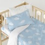 Fitted sheet HappyFriday BASIC KIDS Blue White 70 x 140 x 14 cm Clouds by HappyFriday, Sheets and pillowcases - Ref: D1611742...