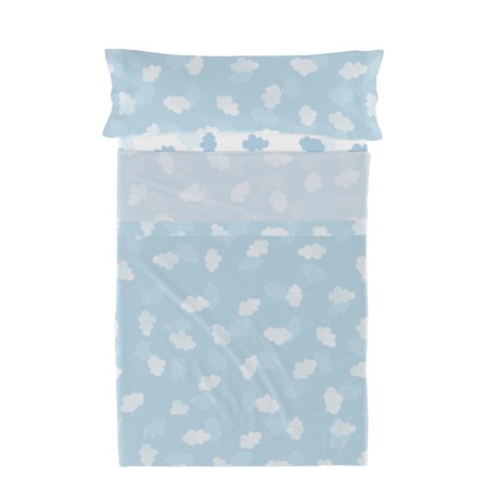 Set di Lenzuola HappyFriday Basic Kids Clouds Azzurro Singolo 180 x 270 cm 2 Pezzi | Tienda24 - Global Online Shop Tienda24.eu