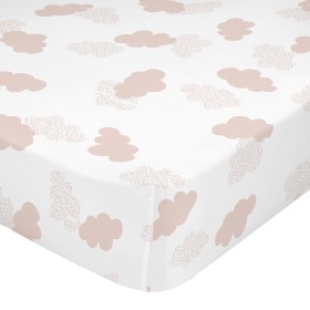 Fitted sheet HappyFriday BASIC KIDS Pink 60 x 120 x 14 cm Clouds by HappyFriday, Sheets and pillowcases - Ref: D1611767, Pric...