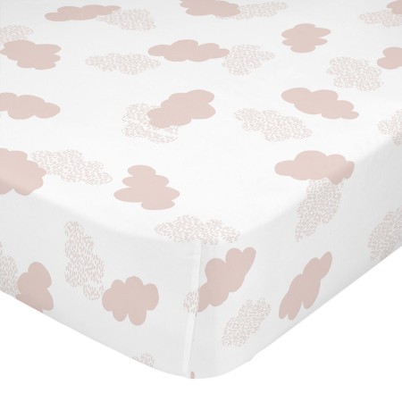 Fitted sheet HappyFriday BASIC KIDS White Pink 70 x 140 x 14 cm Clouds | Tienda24 - Global Online Shop Tienda24.eu