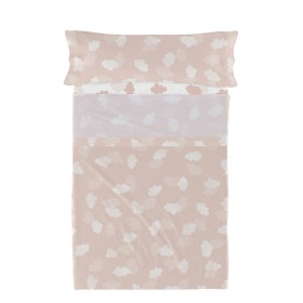 Conjunto de Lençóis HappyFriday Basic Kids Clouds Cor de Rosa Solteiro 2 Peças de HappyFriday, Lençóis e capas de almofadas -...