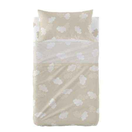 Set di Lenzuola HappyFriday Basic Kids Clouds Beige Culla Neonato 2 Pezzi di HappyFriday, Biancheria da letto per culle - Rif...