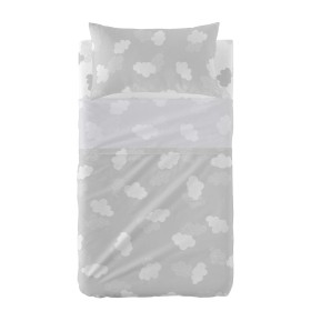 Conjunto de Lençóis HappyFriday Basic Kids Clouds Cinzento Berço de Bebé 2 Peças de HappyFriday, Roupa de cama para berços - ...