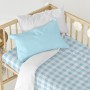 Fitted sheet HappyFriday BASIC KIDS Blue 60 x 120 x 14 cm Gingham by HappyFriday, Sheets and pillowcases - Ref: D1611848, Pri...