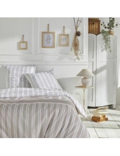 Parure de couette Hosteline Lineas Beige Gran lit 2 persones 3 Pièces | Tienda24 Tienda24.eu