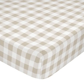 Fitted bottom sheet HappyFriday Basic Kids Beige 105 x 200 x 32 cm Gingham by HappyFriday, Sheets and pillowcases - Ref: D161...