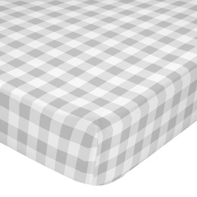 Fitted bottom sheet HappyFriday Basic Kids Grey 60 x 120 x 14 cm Gingham by HappyFriday, Sheets and pillowcases - Ref: D16119...